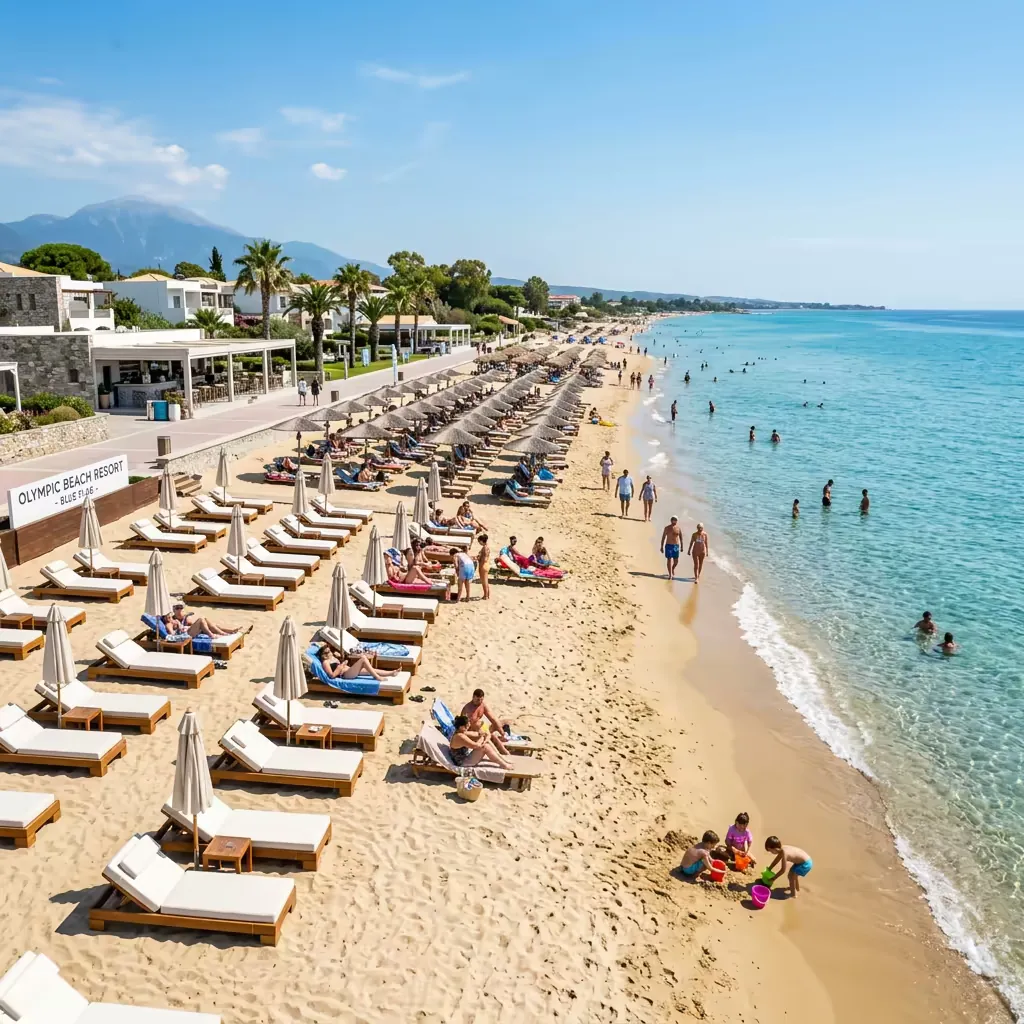 Plaža Olympic Beach u Pieriji sa parkom za decu i biciklističkom stazom